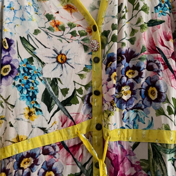 Aratta Floral Dress with Yellow Trim - Picture 2 of 6